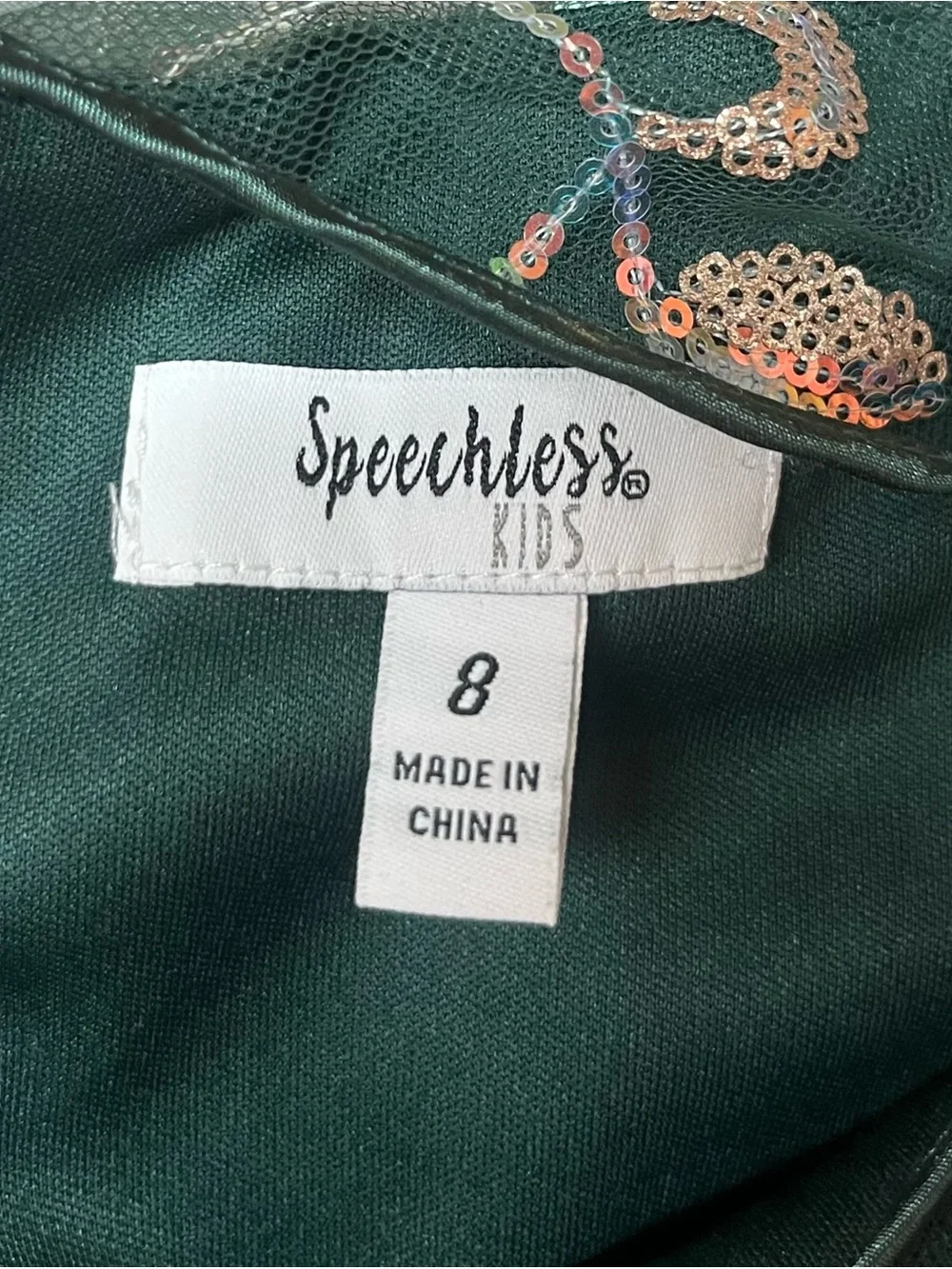 Speechless Dark Green Floral Appliqué Tulle Party Dress